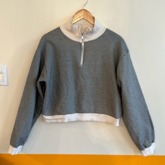 Striped Collared Long Sleeve Top | OAK + FORT - Picture 2 of 4